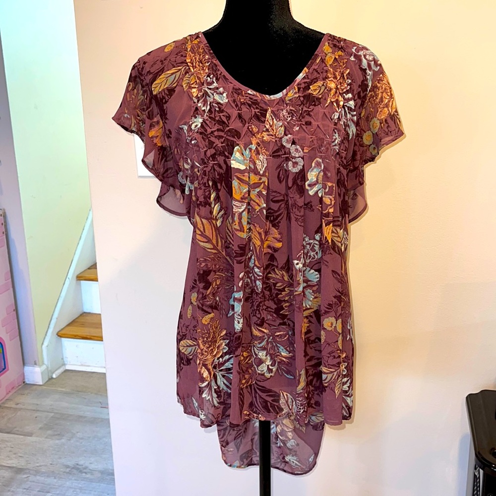 Prescott New York Purple Floral Blouse